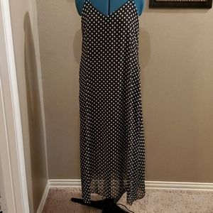 Black and white maxi slip dress